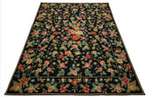 9x12 Black, Green, Orange Color Hand Woven Portugese Needlepoint Wool Traditional Oriental Rug